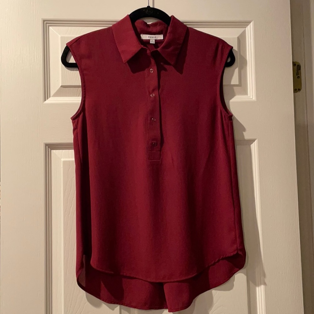 Ro & De Maroon Collared Sleeveless Blouse